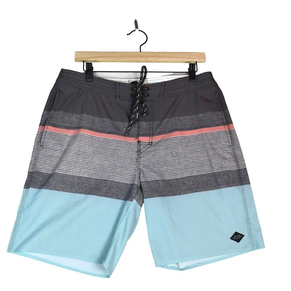 Rip Curl Men’s 32 Surf Craft Boardshorts Striped Colorblock Beach Swim Surf